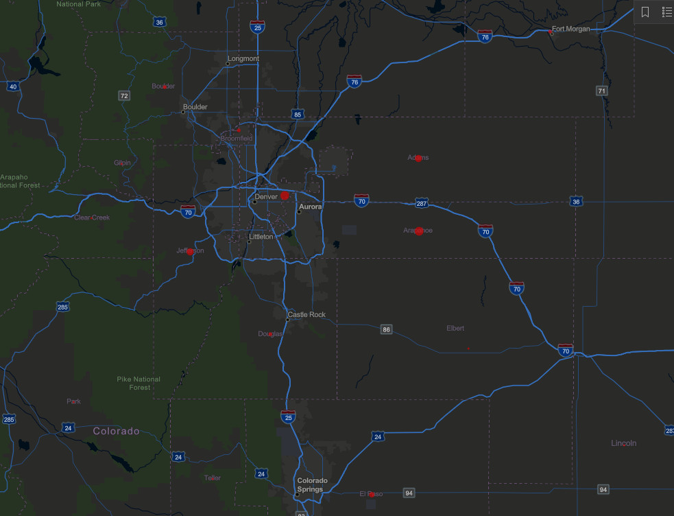 Johns Hopkins map - Colorado
